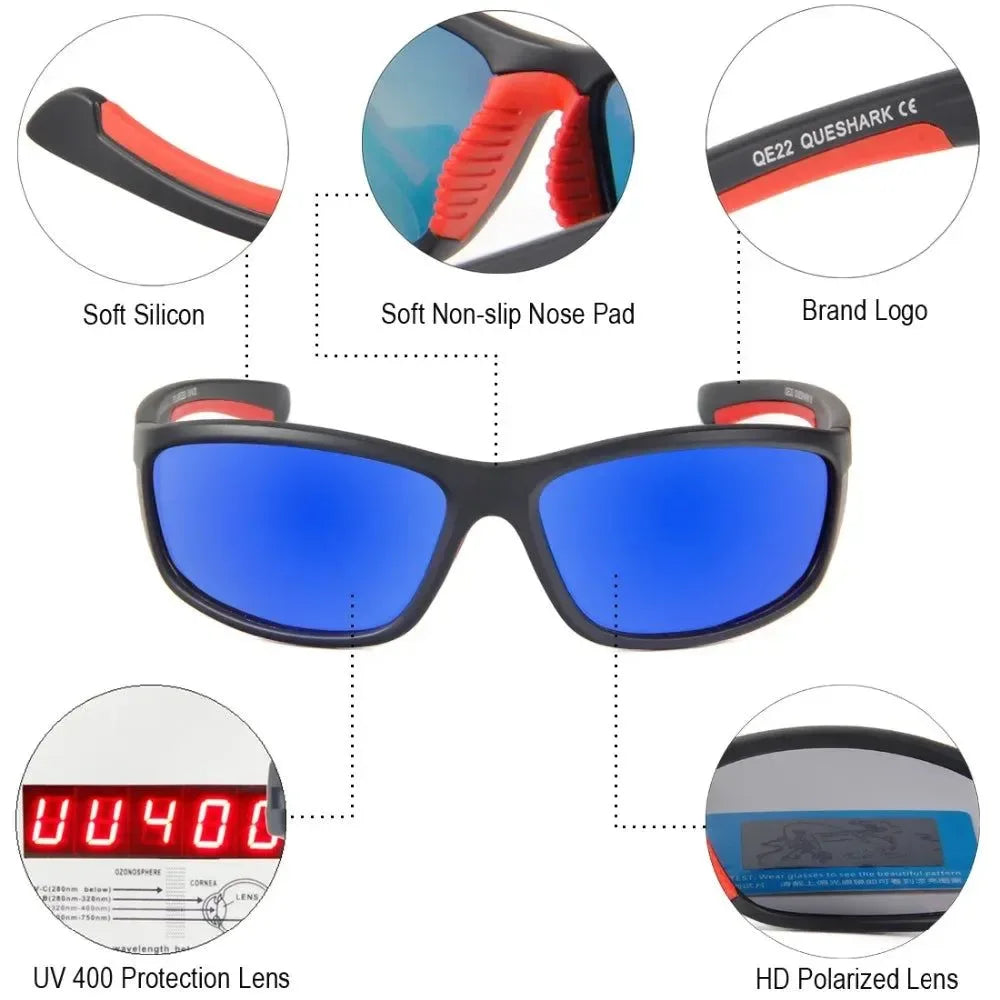 QUESHARK Men Women Polarized Sunglasses Cycling Eyewear Bicycle Goggles Driving Riding MTB Road Bike Hiking Fishing Glasses - Trekker Essentials