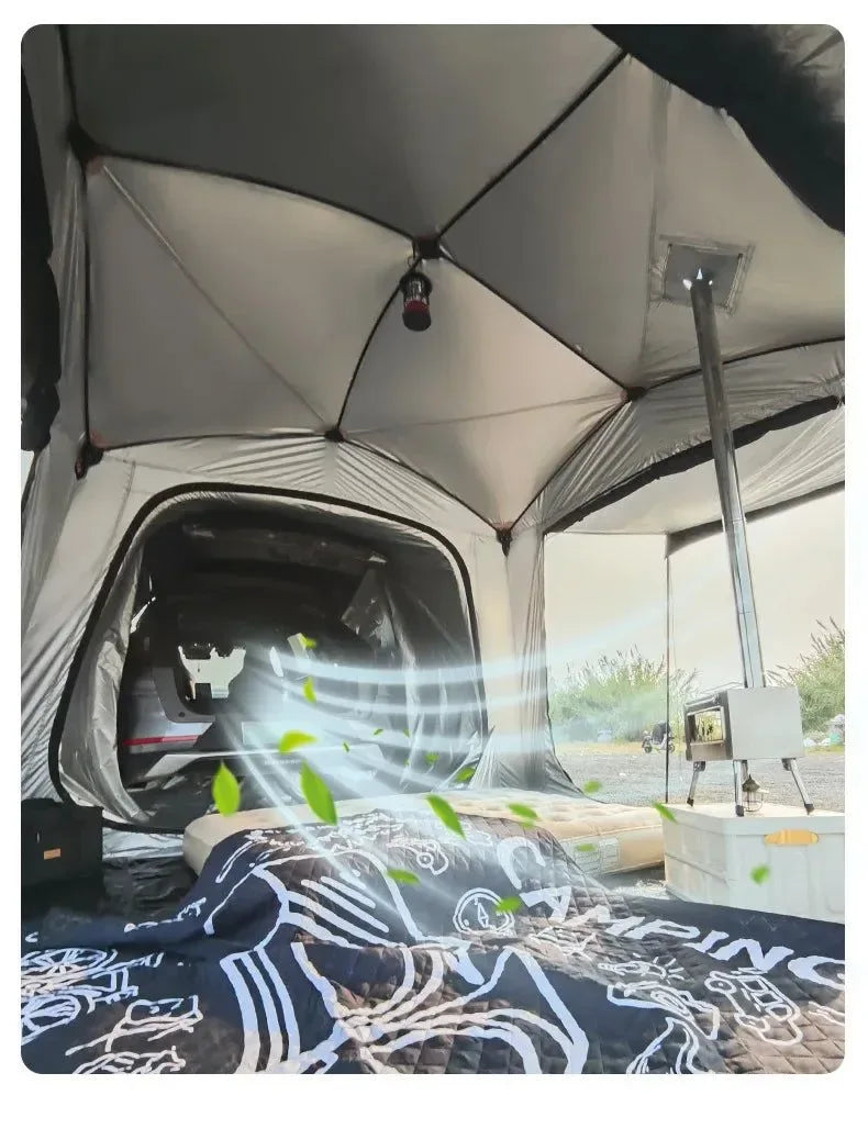 Quick-Open Hydraulic Roof Tent – Double-Layer Waterproof Awning – 5-8 Person Camping Shelter - Trekker Essentials