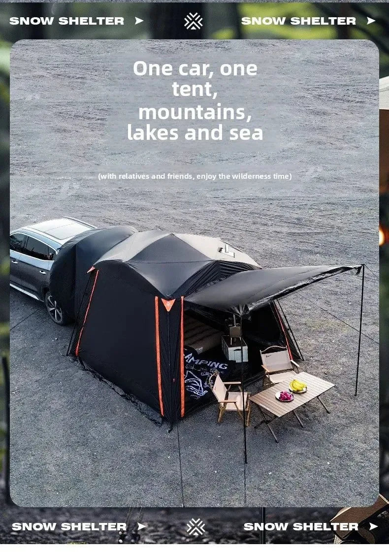 Quick-Open Hydraulic Roof Tent – Double-Layer Waterproof Awning – 5-8 Person Camping Shelter - Trekker Essentials