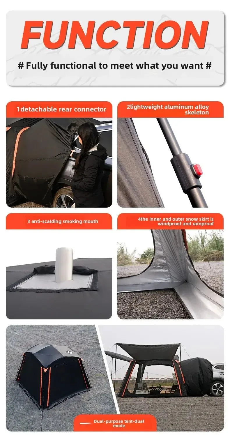 Quick-Open Hydraulic Roof Tent – Double-Layer Waterproof Awning – 5-8 Person Camping Shelter - Trekker Essentials