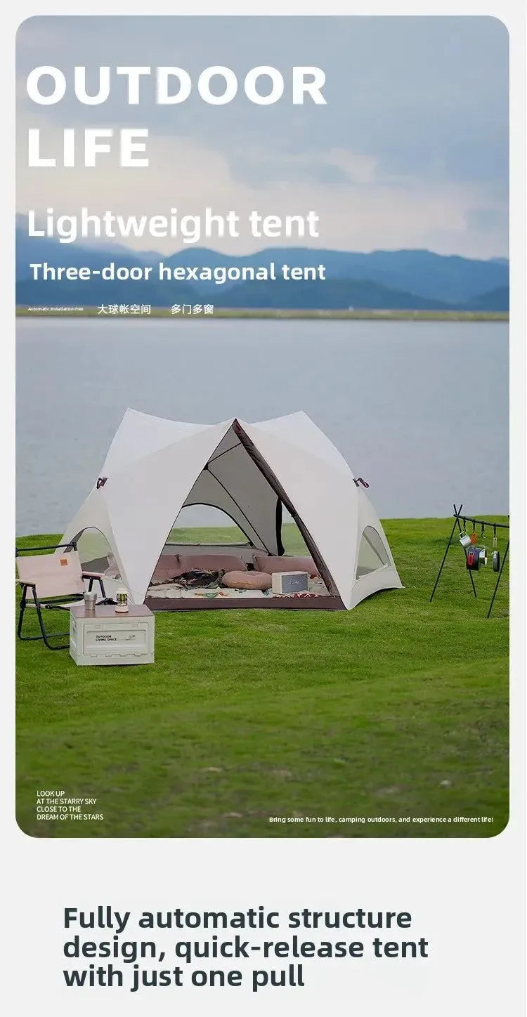 Quick Open Pop-Up Beach Tent - Portable Sunshade & Rainproof Shelter for Outdoor Use - Trekker Essentials