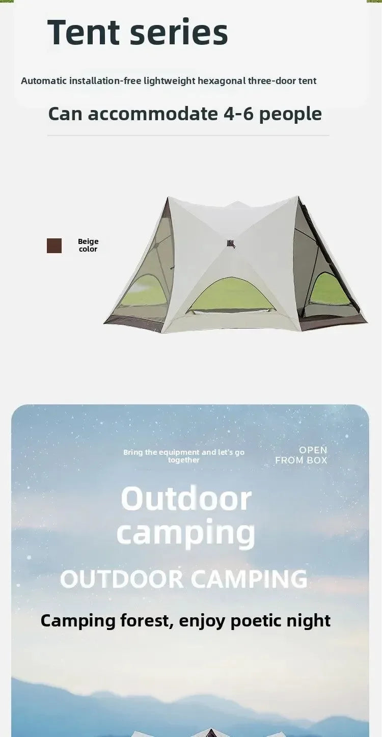 Quick Open Pop-Up Beach Tent - Portable Sunshade & Rainproof Shelter for Outdoor Use - Trekker Essentials