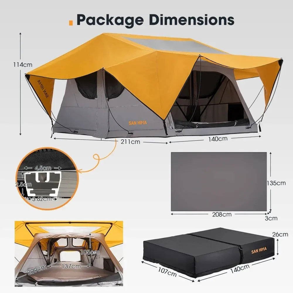 Quick-Setup Soft Shell Rooftop Tent – Waterproof 4x4 Camping Tent with – Trekker Essentials