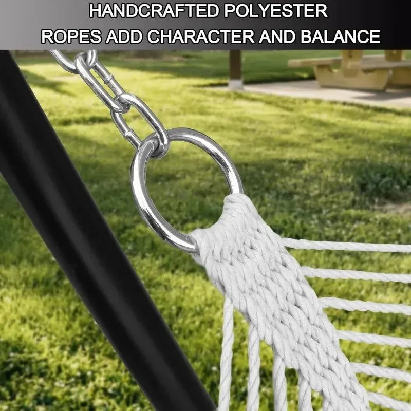 Quilted Outdoor Hammock with Spreader Bars, Detachable Pillow & Chains – Patio, Backyard, Poolside Relaxation - Trekker Essentials