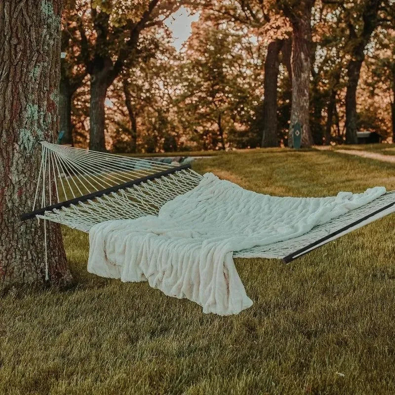 Quilted Outdoor Hammock with Spreader Bars, Detachable Pillow & Chains – Patio, Backyard, Poolside Relaxation - Trekker Essentials