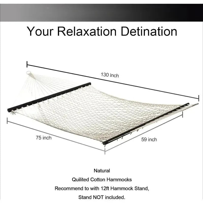 Quilted Outdoor Hammock with Spreader Bars, Detachable Pillow & Chains – Patio, Backyard, Poolside Relaxation - Trekker Essentials