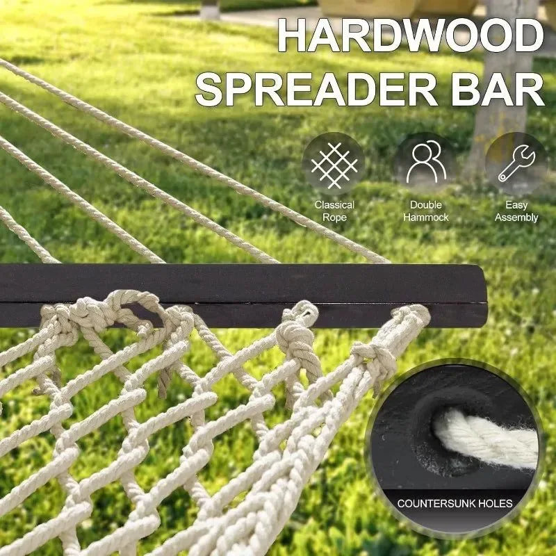 Quilted Outdoor Hammock with Spreader Bars, Detachable Pillow & Chains – Patio, Backyard, Poolside Relaxation - Trekker Essentials