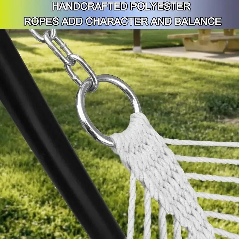 Quilted Outdoor Hammock with Spreader Bars, Detachable Pillow & Chains – Patio, Backyard, Poolside Relaxation - Trekker Essentials