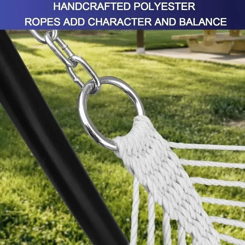 Quilted Outdoor Hammock with Spreader Bars, Detachable Pillow & Chains – Patio, Backyard, Poolside Relaxation - Trekker Essentials