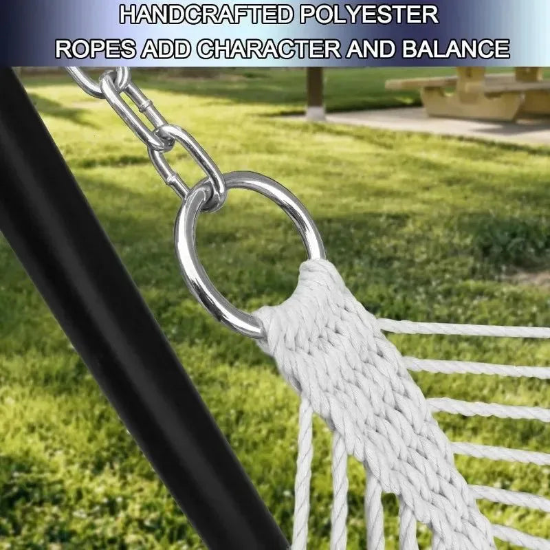 Quilted Outdoor Hammock with Spreader Bars, Detachable Pillow & Chains – Patio, Backyard, Poolside Relaxation - Trekker Essentials