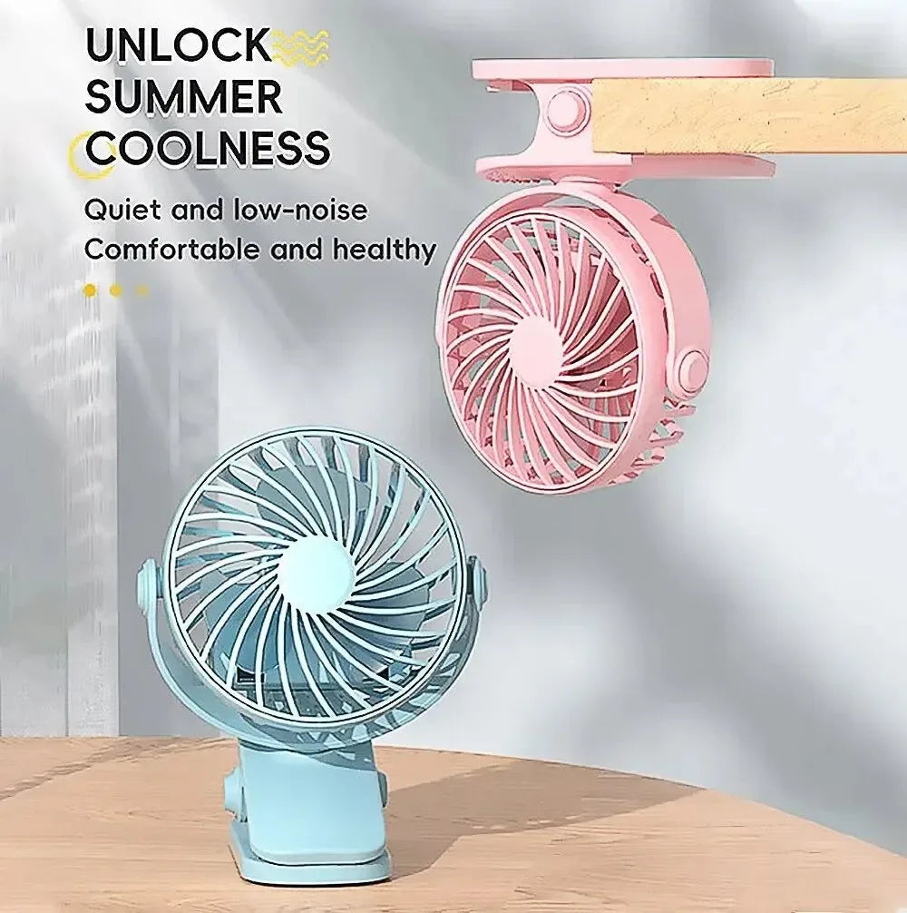 Rechargeable 720° Rotating Clip Fan with Nightlight – Portable & Versatile Cooling Solution - Trekker Essentials