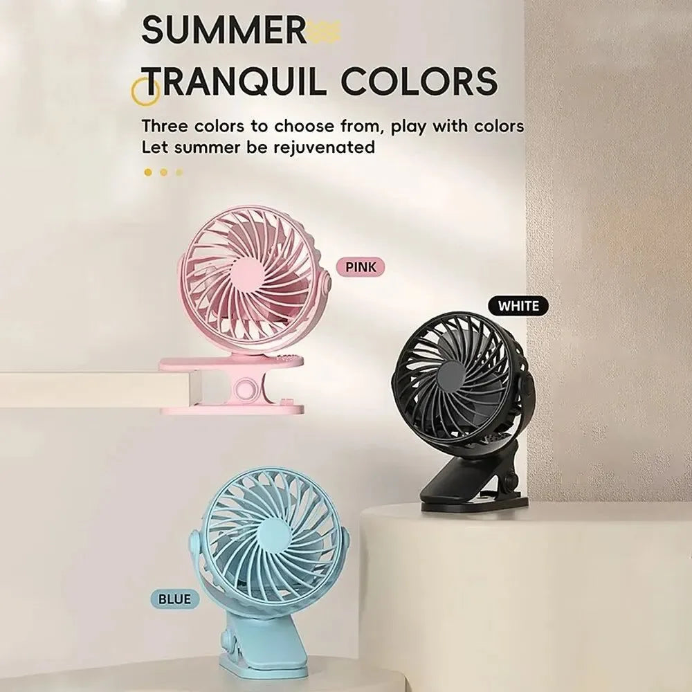 Rechargeable 720° Rotating Clip Fan with Nightlight – Portable & Versatile Cooling Solution - Trekker Essentials