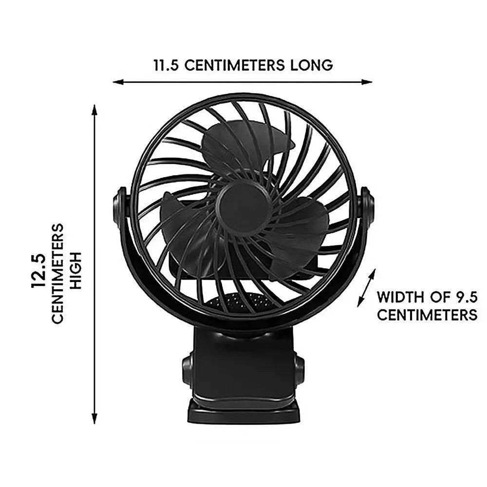 Rechargeable 720° Rotating Clip Fan with Nightlight – Portable & Versatile Cooling Solution - Trekker Essentials