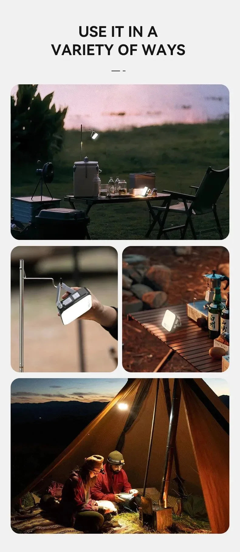Rechargeable Camping Lantern with 800 Lumens, Dual White & Warm Light, Portable Hanging LED Work Light - Trekker Essentials