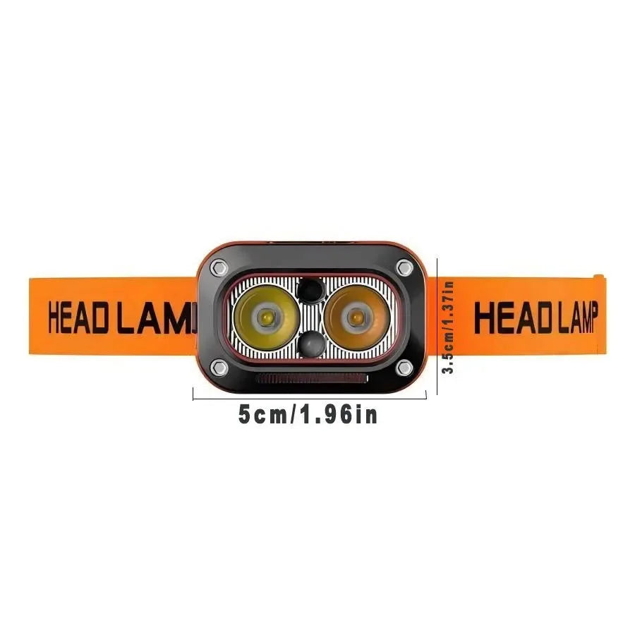 Rechargeable Motion Sensor Headlamp - 45° Adjustable Hands-Free Light for Camping, Hiking & Fishing - Trekker Essentials