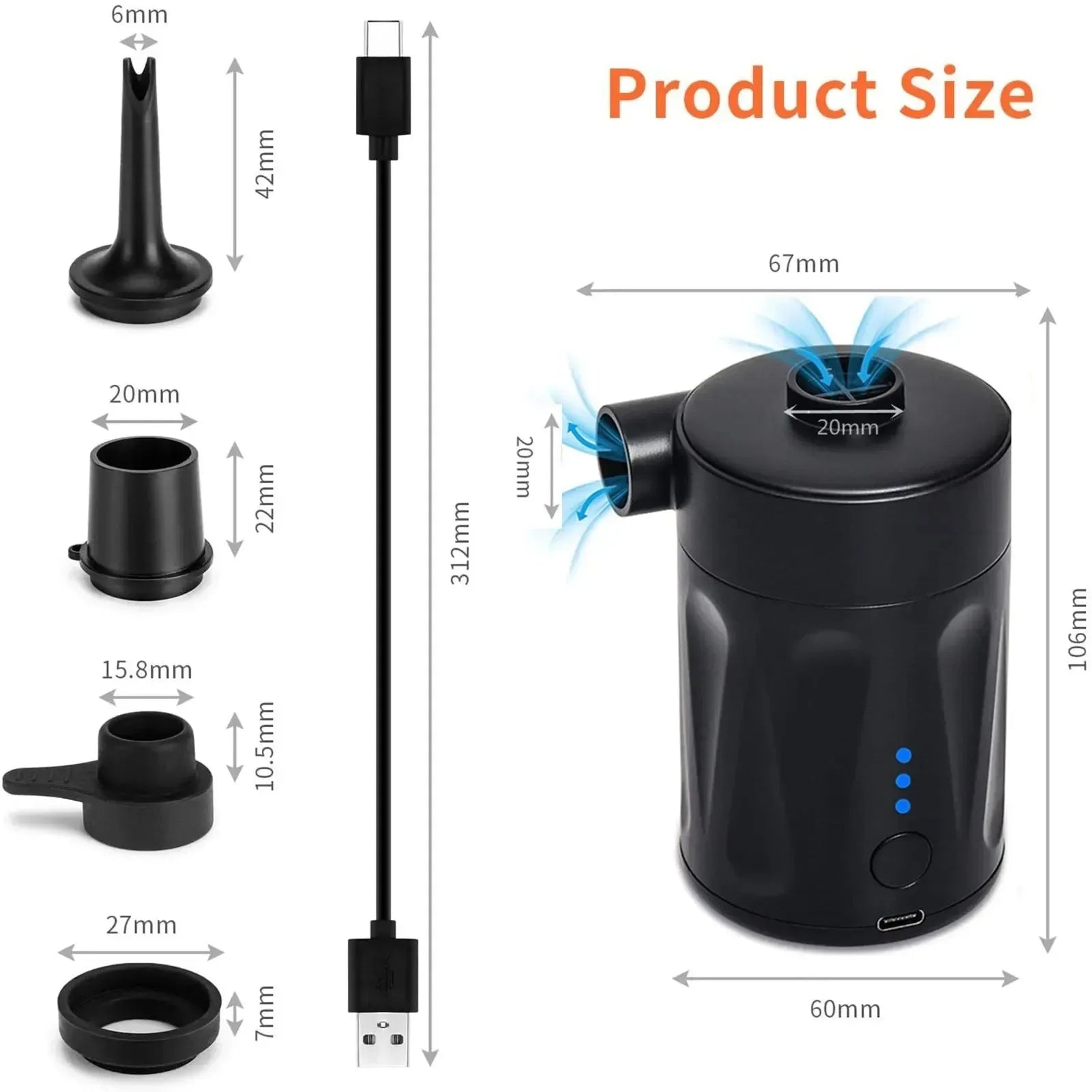 Rechargeable Portable Air Pump – Easy-to-Use Inflatable Pump for Air Mattresses, Camping, and Outdoors - Trekker Essentials