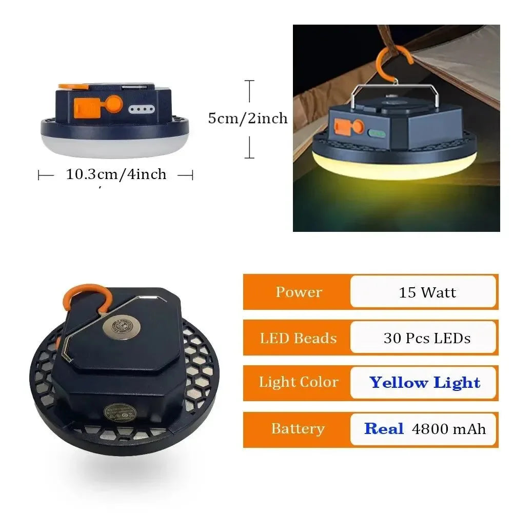 Rechargeable Powerful Camping Lantern with Magnet - Portable LED Tent Lights for Work and Repair - Trekker Essentials