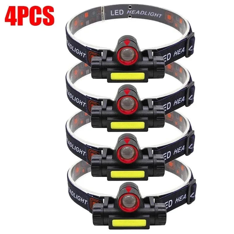 Rechargeable Waterproof LED Headlamp - Super Bright Flashlight with XPE COB Beads, Dual Light Sources, and Magnet - Trekker Essentials