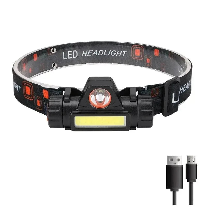 Rechargeable Waterproof LED Headlamp - Super Bright Flashlight with XPE COB Beads, Dual Light Sources, and Magnet - Trekker Essentials