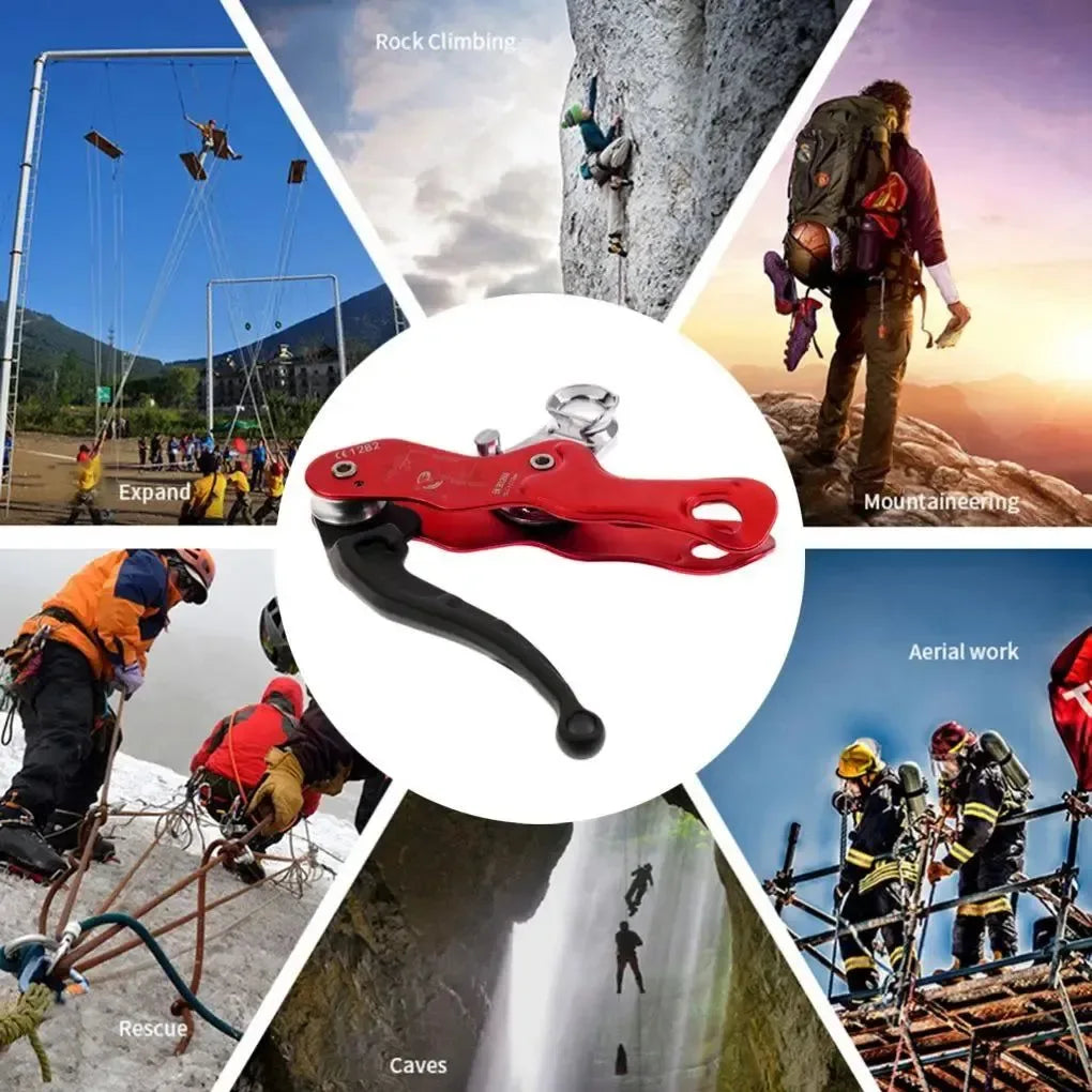 Red Rope Rappelling Gear Paracord Descender for Aerial Work and Downhill - Trekker Essentials