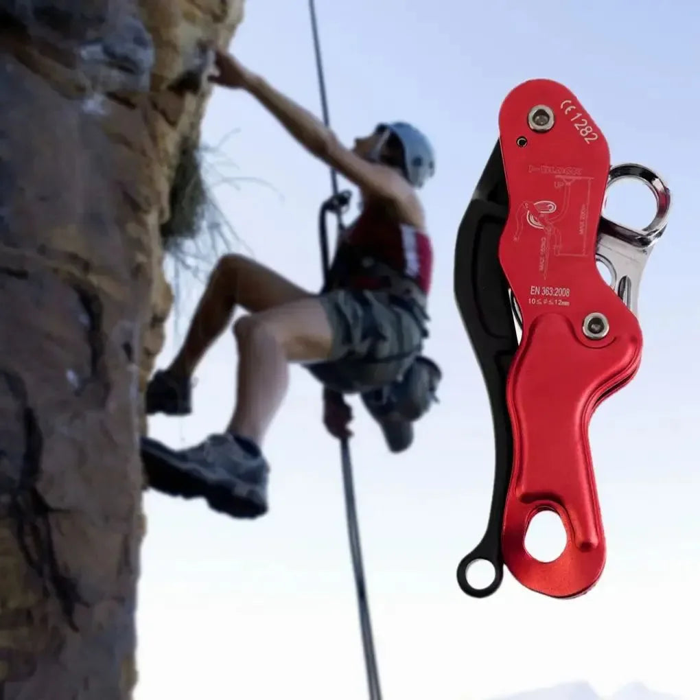 Red Rope Rappelling Gear Paracord Descender for Aerial Work and Downhill - Trekker Essentials