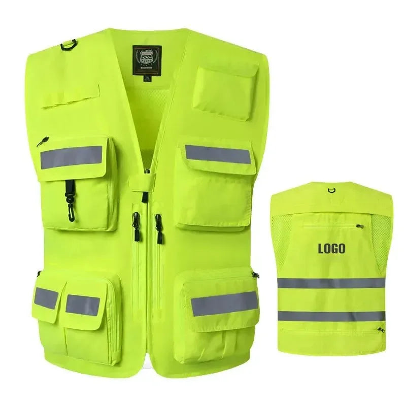 Reflective Vest Emergency Rescue - Multi-Pocket Communication Fire Safety Officer Work Clothes - Trekker Essentials