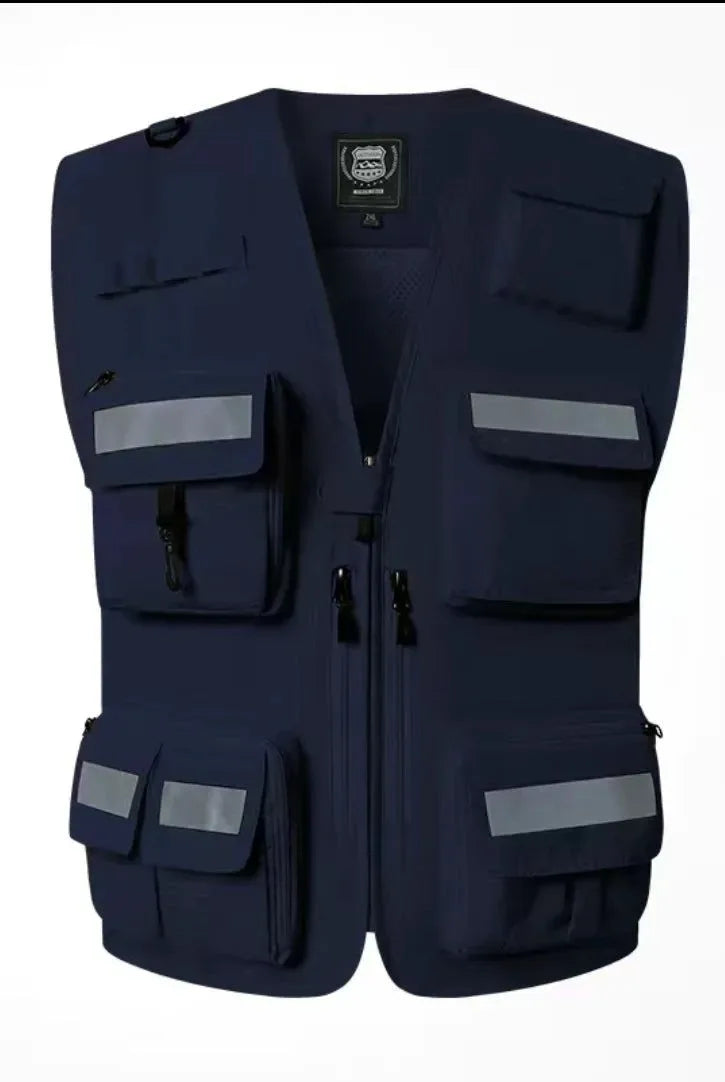 Reflective Vest Emergency Rescue - Multi-Pocket Communication Fire Safety Officer Work Clothes - Trekker Essentials