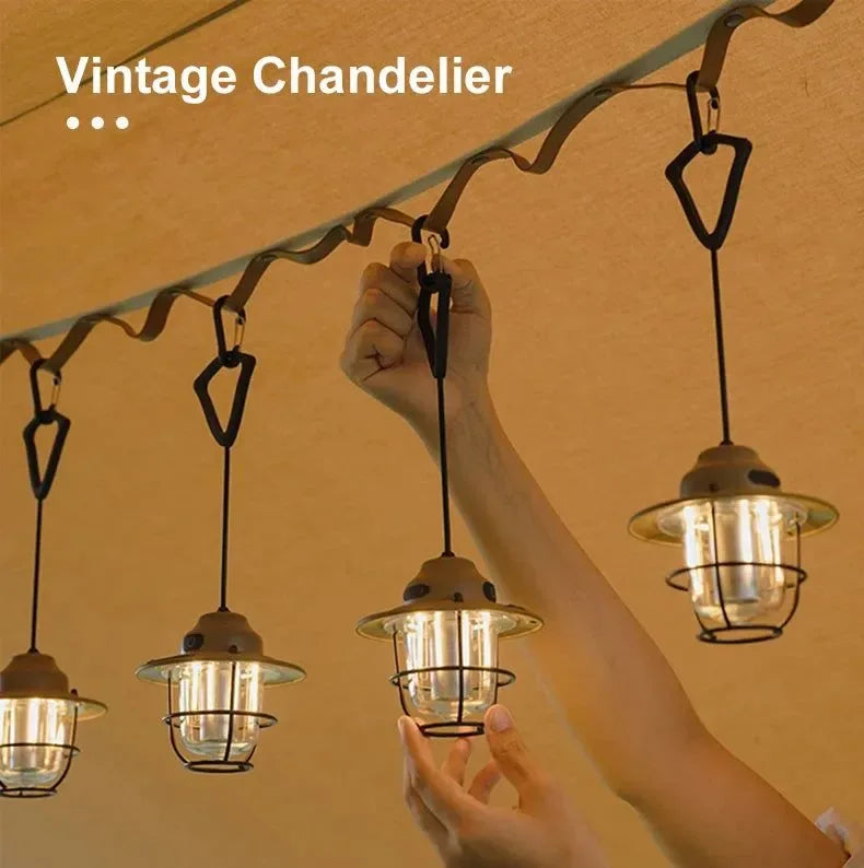 Retro Camping Lantern - 1200mAh Dimmable LED Tent Light with 80H Runtime, IPX4 Waterproof, 6-Light Modes for Hiking/Fishing/Emergency - Trekker Essentials