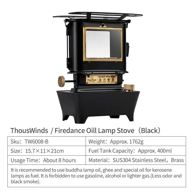 Retro Oil Lamp Stove – Portable 8-Hour Kerosene Lantern & Camping Cooker - Trekker Essentials