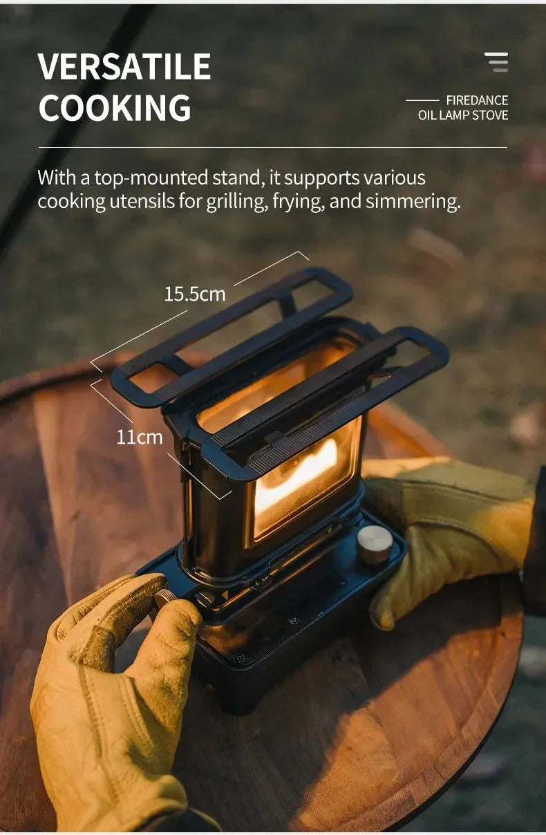 Retro Oil Lamp Stove – Portable 8-Hour Kerosene Lantern & Camping Cooker - Trekker Essentials