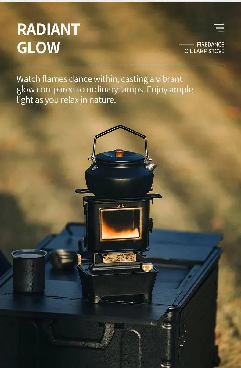 Retro Oil Lamp Stove – Portable 8-Hour Kerosene Lantern & Camping Cooker - Trekker Essentials