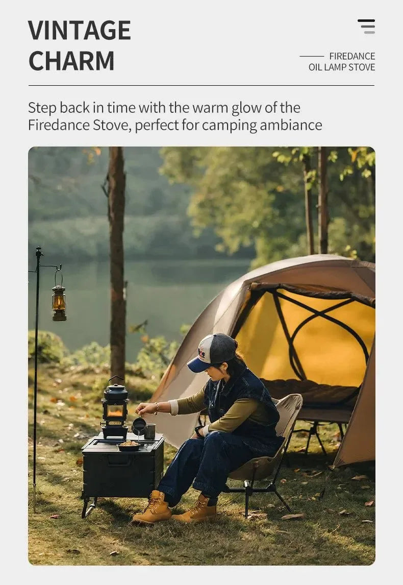 Retro Oil Lamp Stove – Portable 8-Hour Kerosene Lantern & Camping Cooker - Trekker Essentials