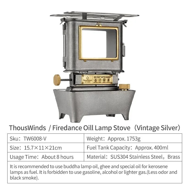 Retro Oil Lamp Stove – Portable 8-Hour Kerosene Lantern & Camping Cooker - Trekker Essentials