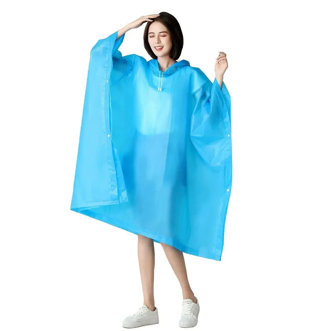 Reusable Portable Rain Coat Suit - Rainwear Poncho Cloak with Hood for Men and Women - Trekker Essentials