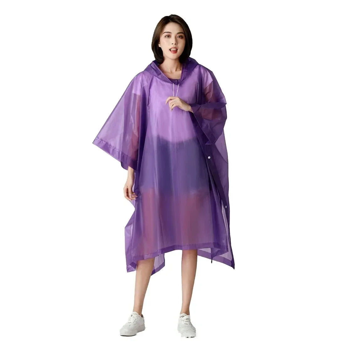 Reusable Portable Rain Coat Suit - Rainwear Poncho Cloak with Hood for Men and Women - Trekker Essentials