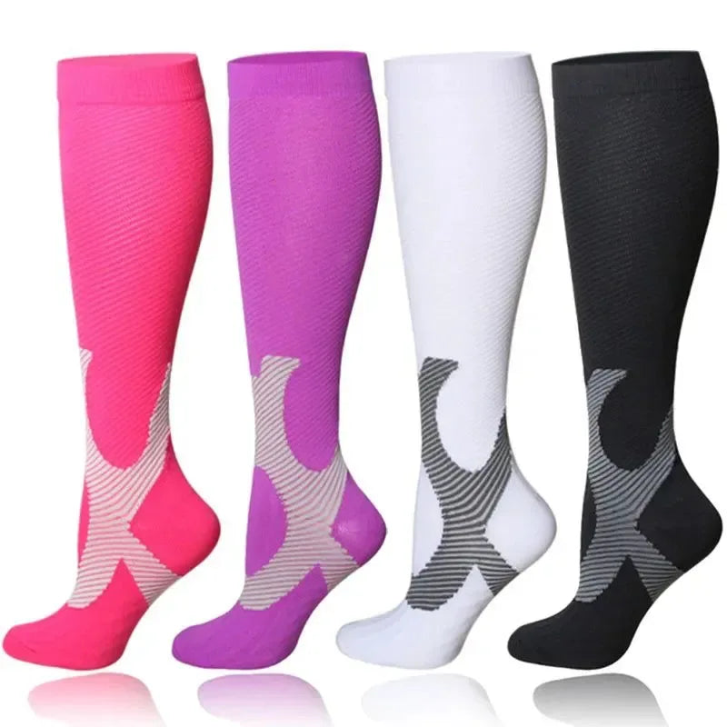 Running Compression Stockings for Men and Women: 20-30mmHg Support for Marathon, Hiking, Cycling, Pregnancy, and Varicose Veins - Trekker Essentials