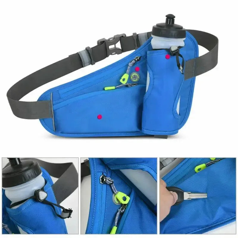 Running Waist Bag with Water Bottle Holder: Outdoor Camping, Hiking, Fitness, Cycling Sports Fanny Pack for Men and Women - Trekker Essentials