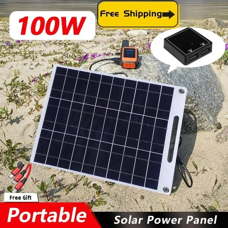 RZ 100W Solar Panel USB Waterproof Outdoor Hike Camping Portable Cells Battery Solar Charger Plate for Mobile Phone Power Bank - Trekker Essentials