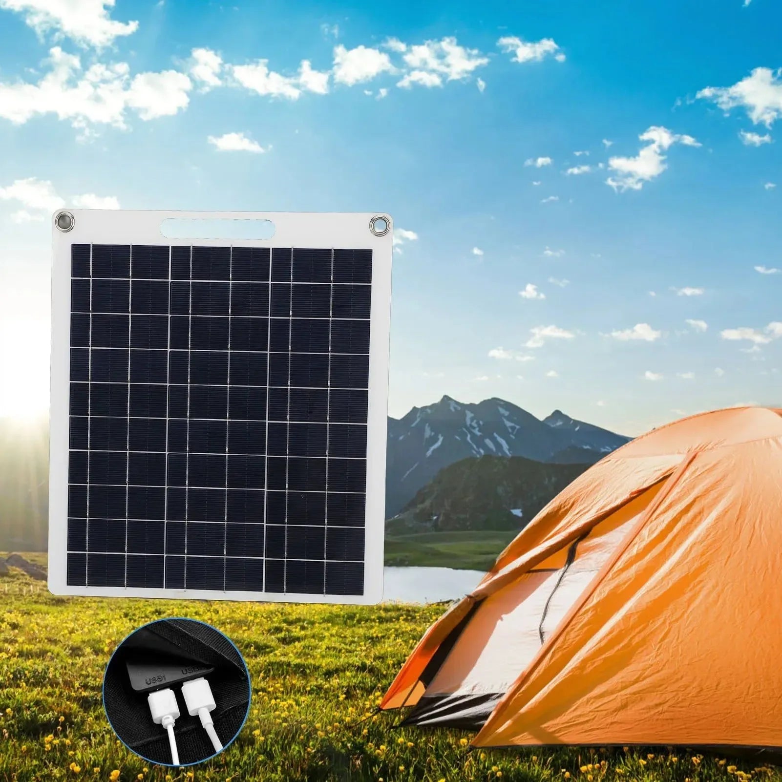 RZ 100W Solar Panel USB Waterproof Outdoor Hike Camping Portable Cells Battery Solar Charger Plate for Mobile Phone Power Bank - Trekker Essentials