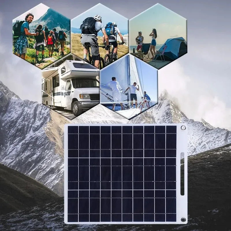 RZ 100W Solar Panel USB Waterproof Outdoor Hike Camping Portable Cells Battery Solar Charger Plate for Mobile Phone Power Bank - Trekker Essentials
