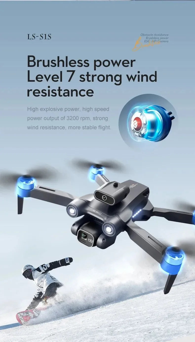 S1S Mini Drone – 8K Dual Camera, Brushless Motor, 3000M FPV, Foldable Quadcopter - Trekker Essentials