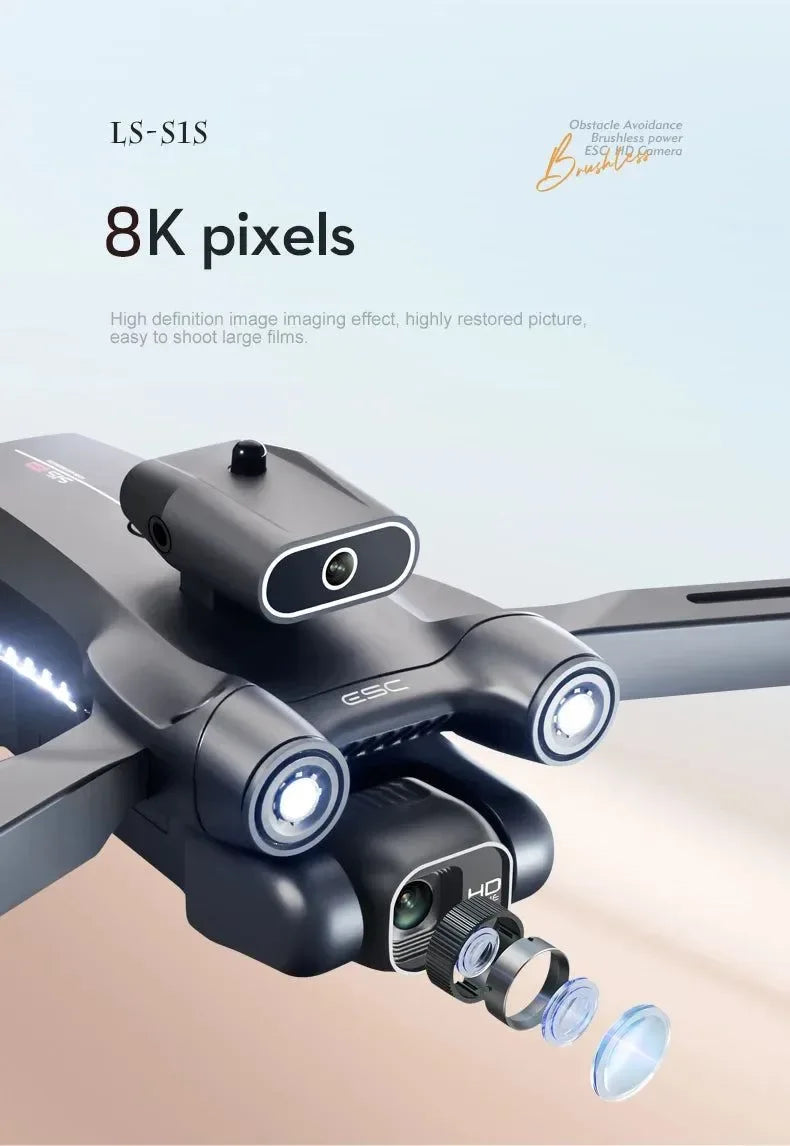 S1S Mini Drone – 8K Dual Camera, Brushless Motor, 3000M FPV, Foldable Quadcopter - Trekker Essentials