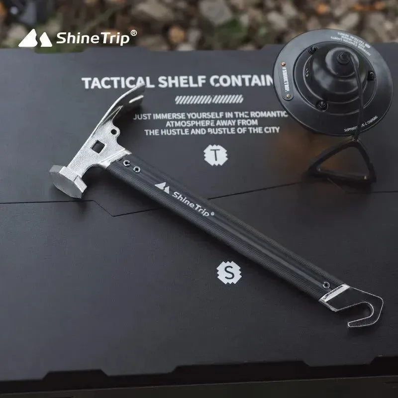 Shine Trip Outdoor Tent Nail Hammer - Stainless Steel Portable Nail Puller and Camping Survival Equipment - Trekker Essentials
