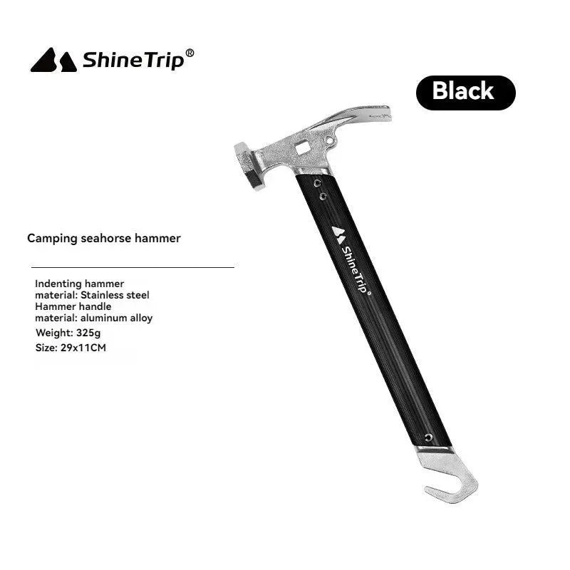 Shine Trip Outdoor Tent Nail Hammer - Stainless Steel Portable Nail Puller and Camping Survival Equipment - Trekker Essentials