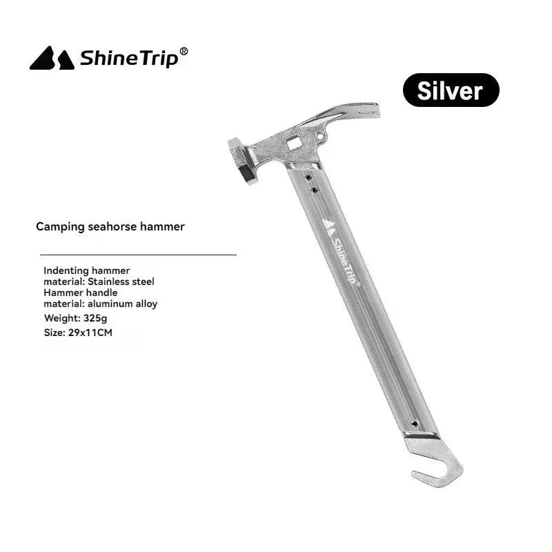Shine Trip Outdoor Tent Nail Hammer - Stainless Steel Portable Nail Puller and Camping Survival Equipment - Trekker Essentials