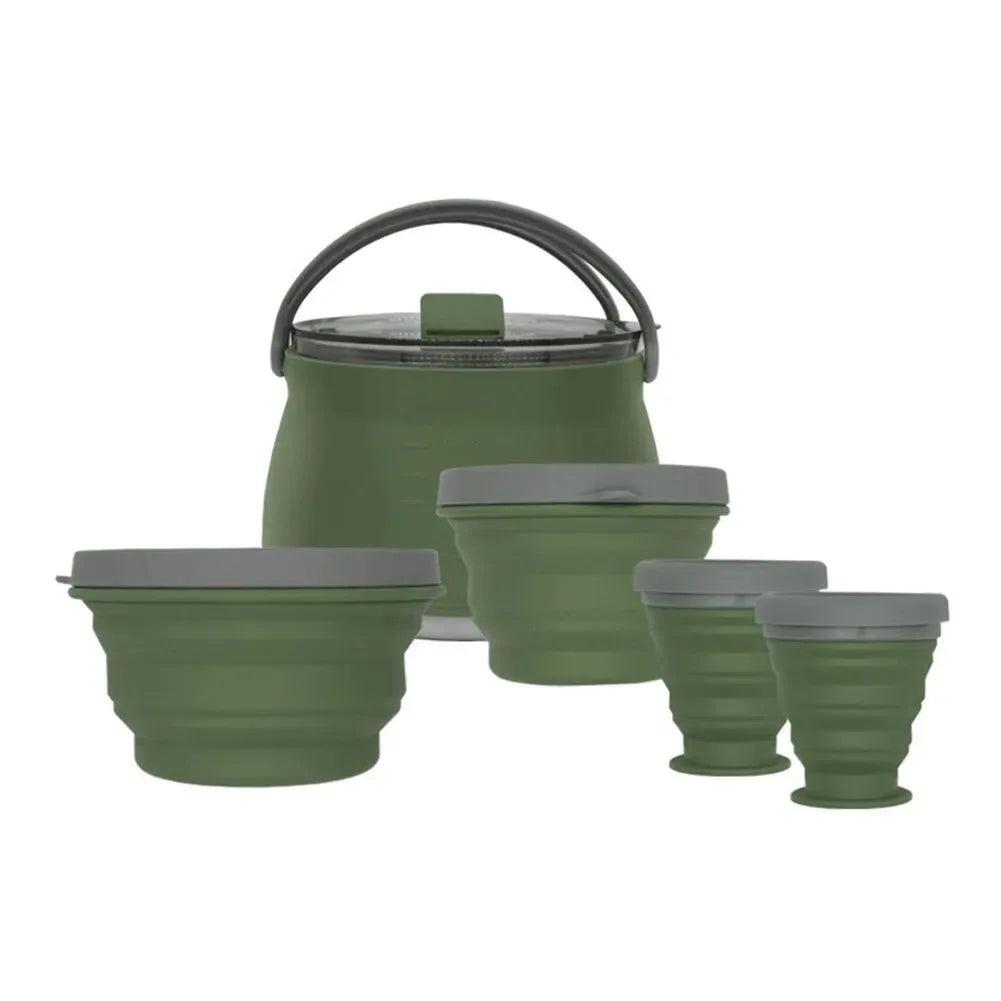 Silicone Folding Boiling Water Pot with Handle: Leak-Proof, Food-Grade Camping Teapot for Outdoor Travel and Household Use - Trekker Essentials