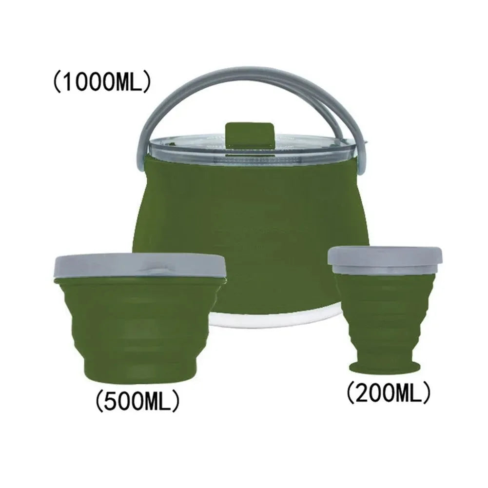 Silicone Folding Boiling Water Pot with Handle: Leak-Proof, Food-Grade Camping Teapot for Outdoor Travel and Household Use - Trekker Essentials
