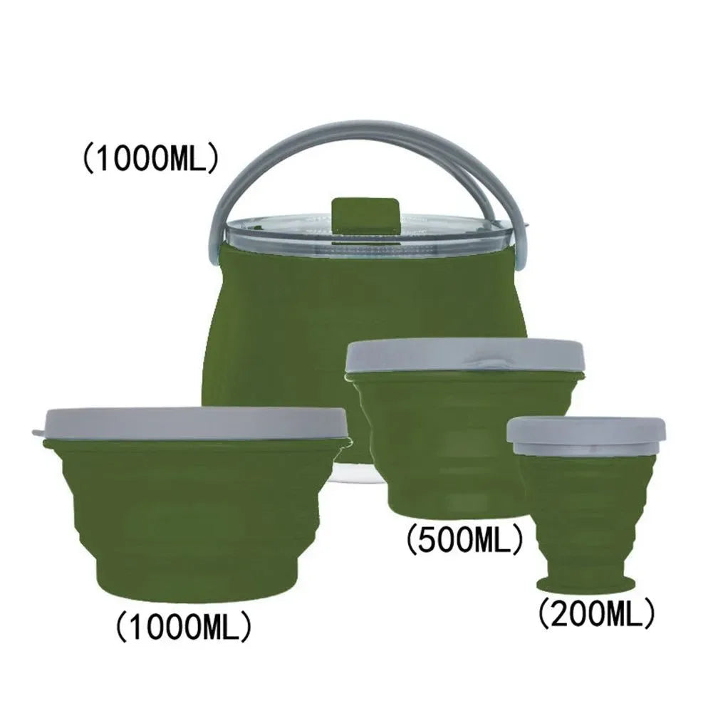 Silicone Folding Boiling Water Pot with Handle: Leak-Proof, Food-Grade Camping Teapot for Outdoor Travel and Household Use - Trekker Essentials