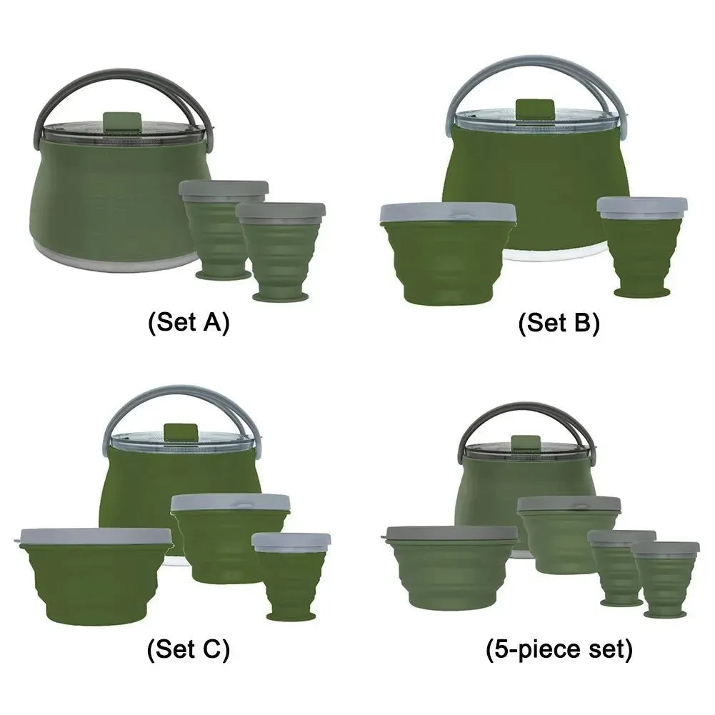 Silicone Folding Boiling Water Pot with Handle: Leak-Proof, Food-Grade Camping Teapot for Outdoor Travel and Household Use - Trekker Essentials