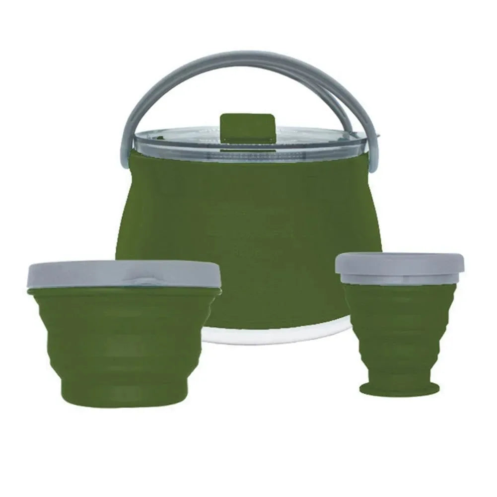 Silicone Folding Boiling Water Pot with Handle: Leak-Proof, Food-Grade Camping Teapot for Outdoor Travel and Household Use - Trekker Essentials